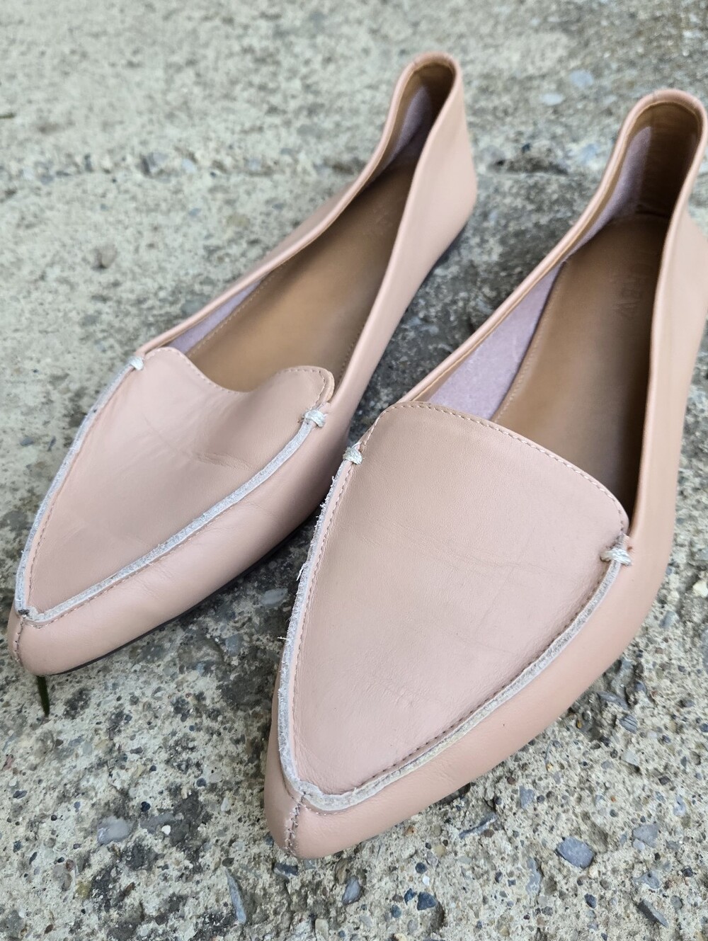 J. Crew Eddie‎ Upper Leather Blush Nude Point Toe Shoes 9.5 Flats Loafers